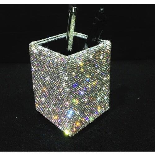 Rhinestone Creative Fashion Containers Storage for Home for Car Decoration Storage Supplies Round Square Crystal Container