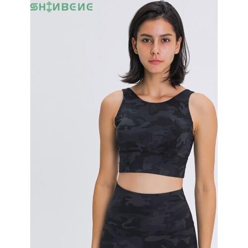 SHINBENE FULL COVERAGE High Impact Athletic Sports Bras Top Women Naked-feel CAMO Prints Padded Workout Fitness Gym Yoga Bras