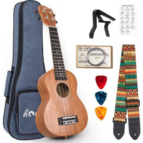 Horse Soprano ukulele Mahogany 21 inch Ukelele for Beginer with Gig Bag Tuner Strap String Capo Picks