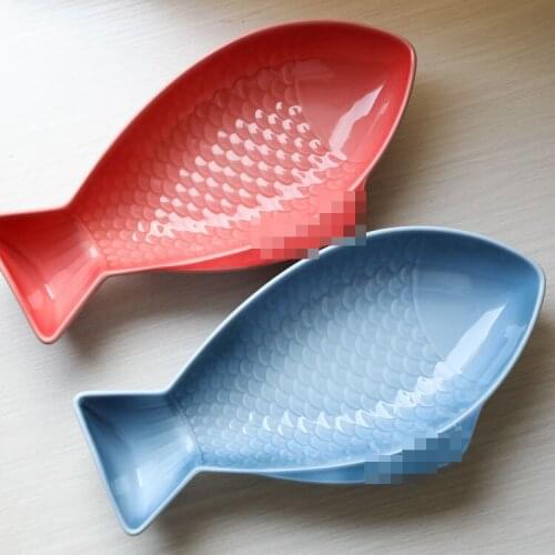 High Temperature Ceramic Gradient Blue/Orange Pink 12 Inch Fish Plate/Dish/Holiday Tableware