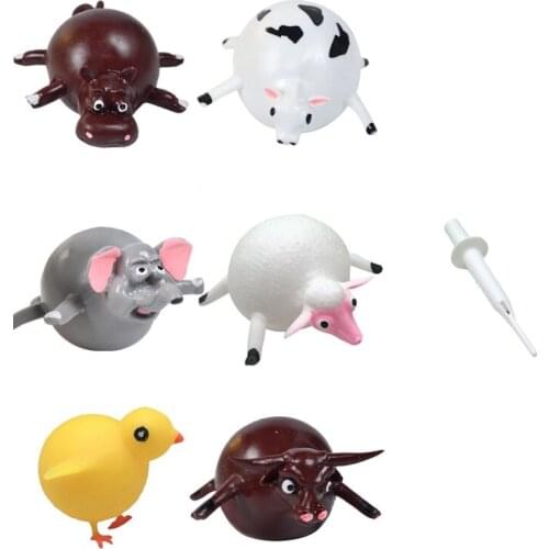 1Set Funny Blowing Animal Vent Smash Toy Inflatable Dinosaur Ball Kids Toys Balloon Squeeze Novelty Party Toys
