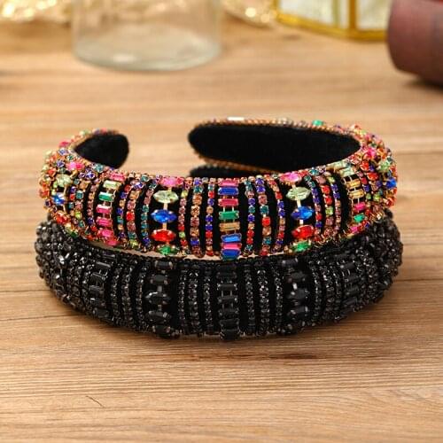 Womens Hair Band Baroque Colored crystal Hair Accessories Rhinestone Party Tiara Jewelry Bride Wedding hair accessories Crowns