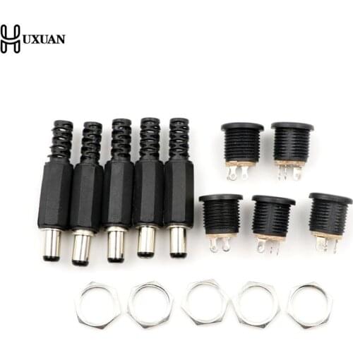 10/20pcs 12V 3A Plastic Male Plugs + Female Socket Panel Mount Jack DC Power Connector Electrical Supplies