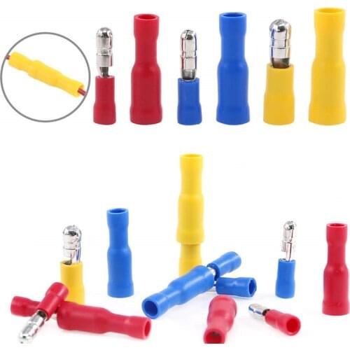 100pcs Assorted Female Male Bullet Butt Connector Insulated Crimp Wire Terminals for 22~10AWG 3 colors