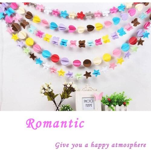 2.6M 3D Fashion Wall Hanging Paper Garlands Birthday String Chain Wedding Party Banner DIY Handmade Children Room Home Decor