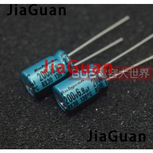 20PCS NEW RUBYCON RX30 200V6.8UF 8X11.5MM Electrolytic Capacitor rx30 6.8uF/200V 130 degrees 6.8UF 200V