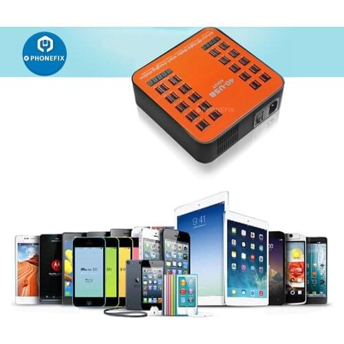 200W 40-Port USB Charge Station with Dual Digital Display USB Charging Hub for iPhone iPad Samsung Phone Charger Power Adapter