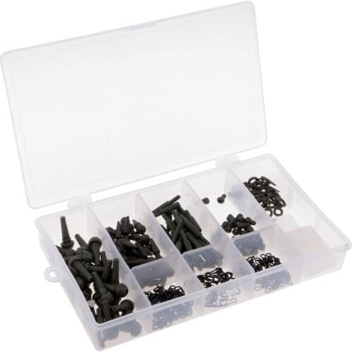 240pcs Carp Fishing Tackle Kit Hair Rigs Combo Box Accessories Snap, Swivels,Run Rings