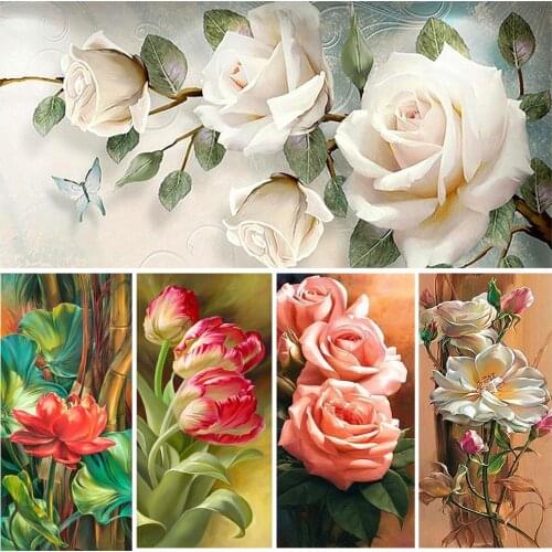 5D Diy Diamond Painting Flower Rose Full Circle/Full Square Rhinestone Kit Cross Stitch Mosaic Home Decoration Handmade