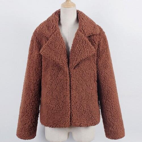 AECU Faux Fur Winter Women Suit Collar Jacket Winter Black Warm Hairly Jacket Winter Clothes Coat Womens Coats