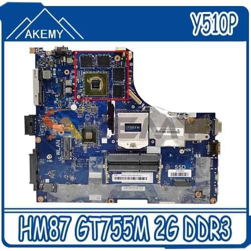 Akemy VIQY1 NM-A032 Is Suitable For Lenovo Y510P Laptop Motherboard PGA947 HM87 GT755M 2G DDR3 100% Test Work Two inductor