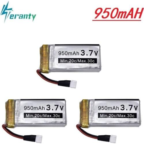 3.7v 950mah Rechargeable Battery for Syma X5 X5c X5c-1 X5s X5sw X5sc V931 H5c RC Drone Spare Parts 3.7v Lipo Battery 3Pcs/sets