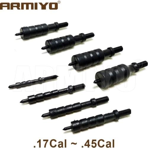 Armiyo .17Cal .22Cal .243Cal .30Cal .375Cal .40Cal .45Cal Gun Cleaning Plastic Spear Pointed Carbon Deposits Thread 5-40 / 8-32