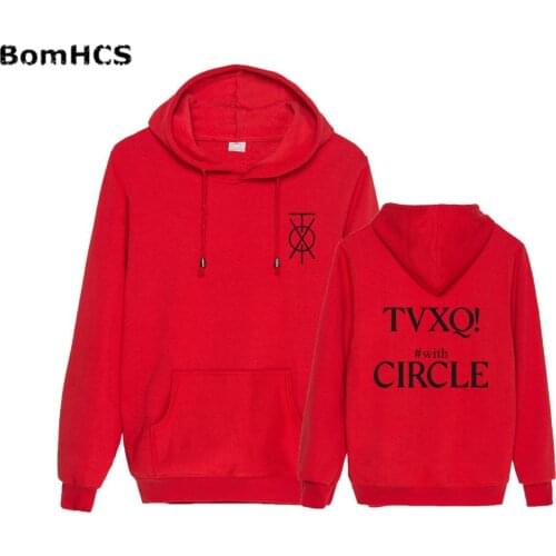 BomHCS Kpop TVXQ CONCERT WITH Cotton Pullovers Hoodies Unisex Printed Sports Tops Outwear (Black Red Pink Grey White )