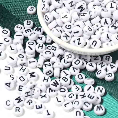 100pcs/lot 4x7mm Acrylic Spacer Beads Letter Beads Oval Alphabet Beads For Jewelry Making DIY Handmade Accessories