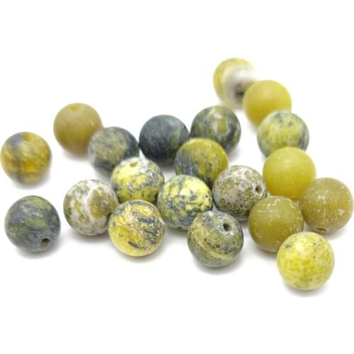 8mm Natural Natural Stone Matte Yellow Turquoises Beads Round Loose Spacer Beads for Jewelry Making Necklace Bracelet DIY