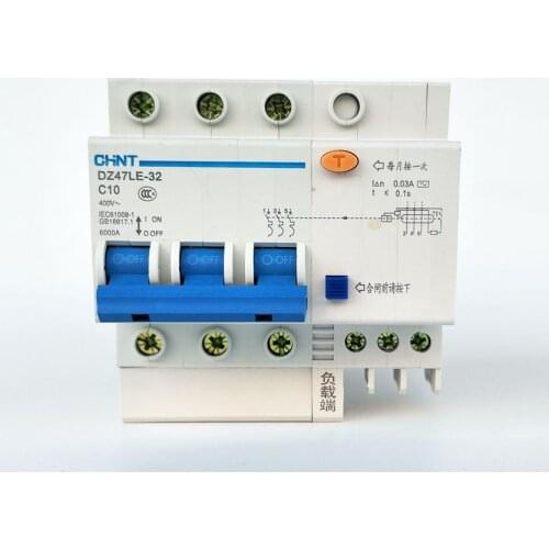 CHINT DZ47LE-32 3P C10A 30mA Earth Leakage Circuit Breaker/Residual Current Operated Circuit Breaker