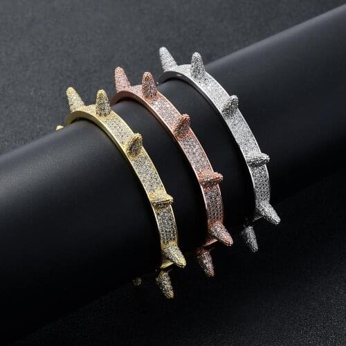 Hip hop zircon rivets punk heavy metal bracelet trend bracelet accessories