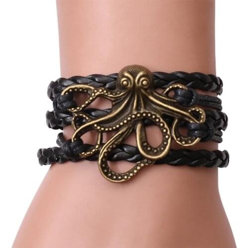 Fashion Exquisite Unisex Alloy Octopus Design Braided Bracelet Party Memorials Jewelry Accessories For Woman Party Birthday Gift