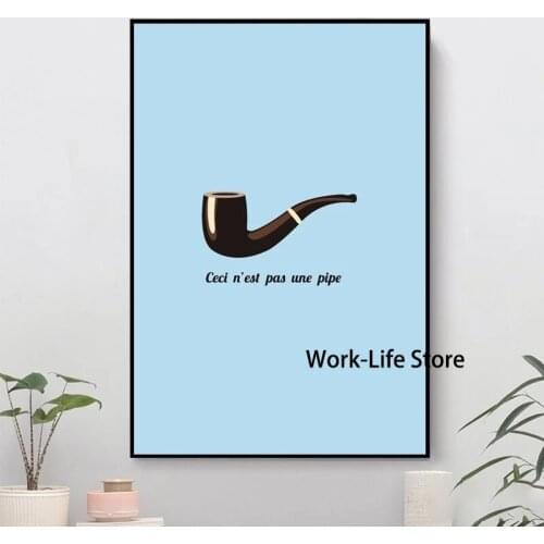 Rene Magritte Famous Painting This Is Not A Pipe Canvas Print Painting Poster Wall Art Pictures for Living Room Decor
