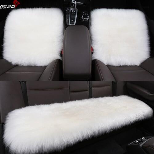 OGLAND Long Wool Car Seat Cover Set Universal for Fur Auto Mobile Cushion vehicle accesorios Para Auto Australian Sheepskin 3pcs