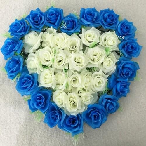 Pretty 1pc 40*40cm Wedding Car Decorations Rose Heart Wreaths Silk Flowers Door Wreaths wedding home decoration love wreath