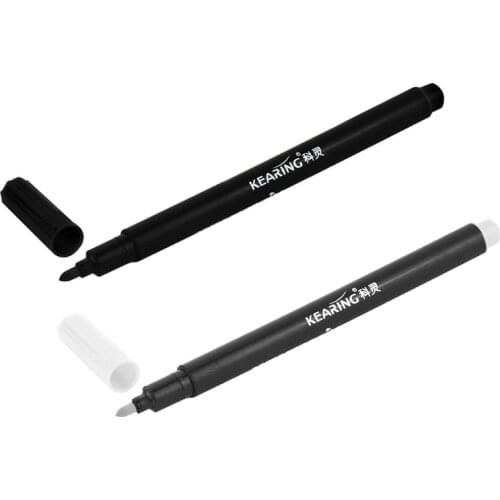 2pcs Fabric Marker Pens Permanent Colors for DIY Textile Clothes T-Shirt Shoes - White & Black