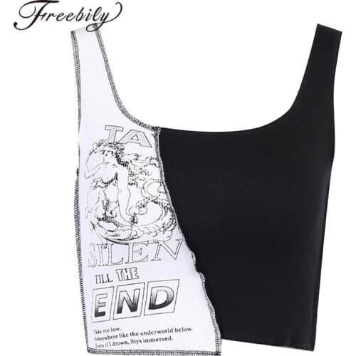 Woman Summer U Neck Running Vest Dance Sportswear Casual Tank Top Shoulder Straps Sleeveless Painting Print Stretchy Cropped Top