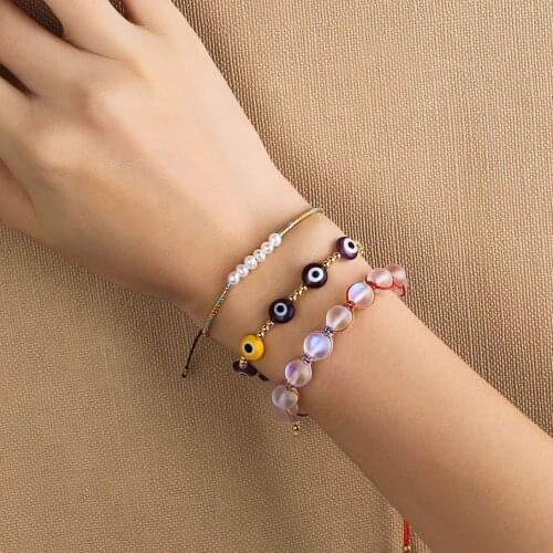 QUANCHI Fashion Evil Eye Bracelets New Gold Beads Jewelry High Qualiy Handmade Beaded Friendship Bracelet Boho Women Pulseras