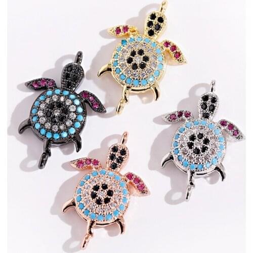 Fashion Lucky Tortoise Charm CZ Beads DIY Beads For Jewelry Making New Animal Micro Pave Women Men Bracelet