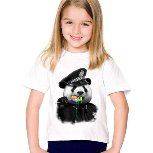 Fashion Print Lollipops/Donut Police Panda Children T-shirts Kids Summer Funny Tee shirt Boys/Girls Casual Baby Clothing