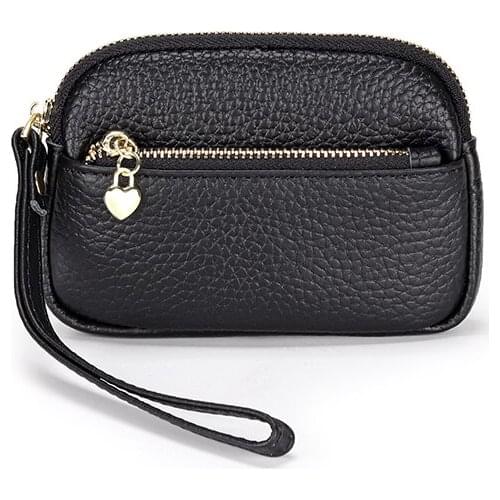 Fashion Ladies Short Purse High Capacity Cowhide Zipper Money Bag Women Genuine Leather Solid Small Wallet