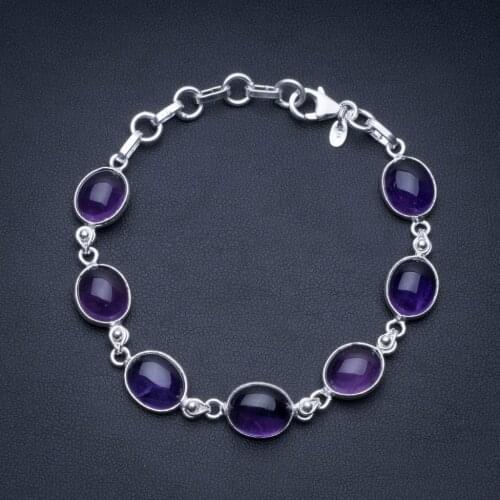 Natural Amethyst 925 Sterling Silver Tennis Bracelet 6 1/2-7 1/2" R2612