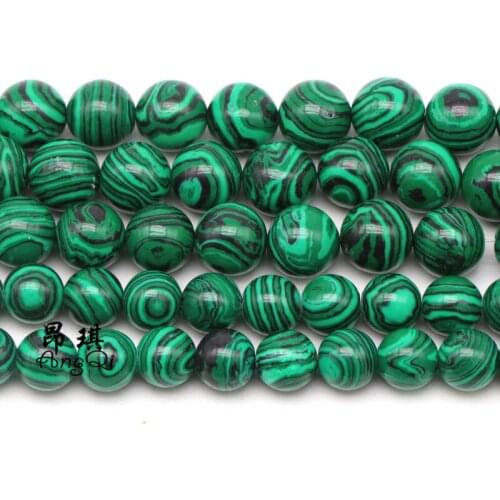 Natural Stone Green Malachite Round Loose Beads 4 6 8 10 12mm Pick Size Spacer Beads For Jewelry Making DIY Bracelet 15'' Strand