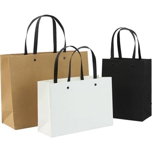 10 PCS Custom Logo Kraft Paper Bags Box High Quality Paper Clothing Shopping Bag With Handle Wedding Birthday Party Gift Package