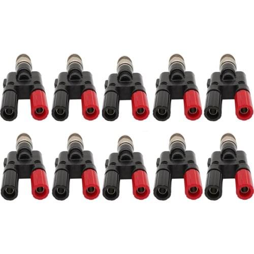 10Pcs BNC male to two dual 4mm Banana binding post jack connector Adapter 1M2F BNC to 4mm banana adapter