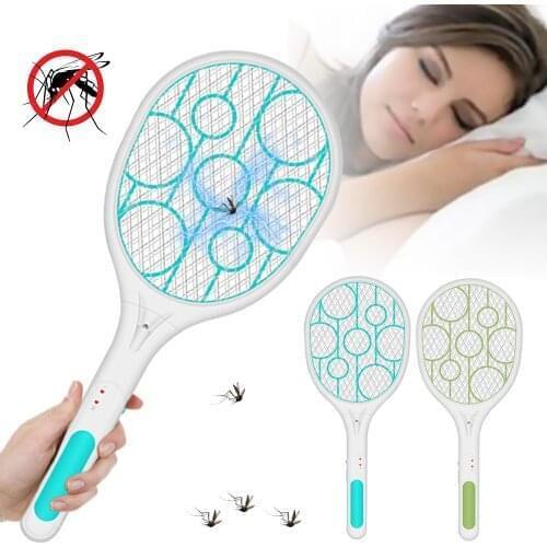 Insect Racket Killer With UV Lamp 3000V Electric Flying Mosquito Bug Zapper Swatter Tennis Racket Rechargeable Insect Fly Racket