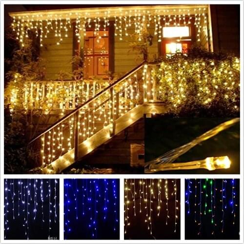 Christmas String Lights 5M LED Curtain Icicle Garland String Lights Droop 0.4-0.6m Decoration for Eaves Garden Street Outdoor