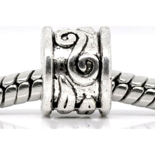 DoreenBeads Silver Color Pattern Spacer Beads Fit European Charm 9x7mm,50PCs, new