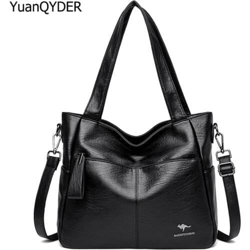 Casual Large Totes Womens Handbag Designer Solid Color Shoulder Bag High Quality Leather Crossbody Bag Large Capacity Sac Femme