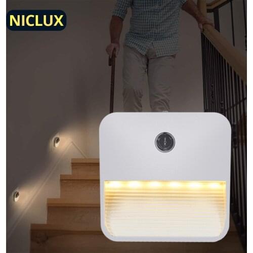 NICLUX LED Night Lamp Mini Light Sensor Night Light EU Plug Auto On/Off Wireless Bedside Lights For Bedroom Kitchen Living Room