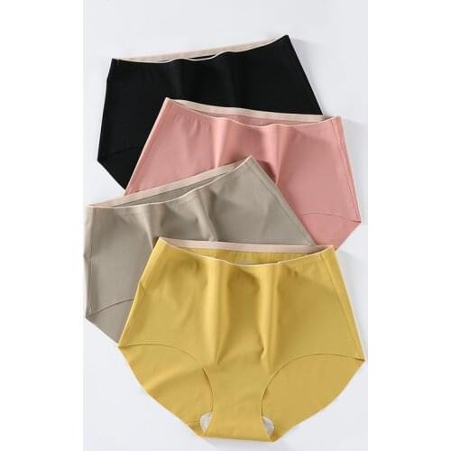 Womens Seamless Panties Large Sizes with High Waist New Sexy Antibacterial Traceless Briefs Underwear Women Plus Size Panties