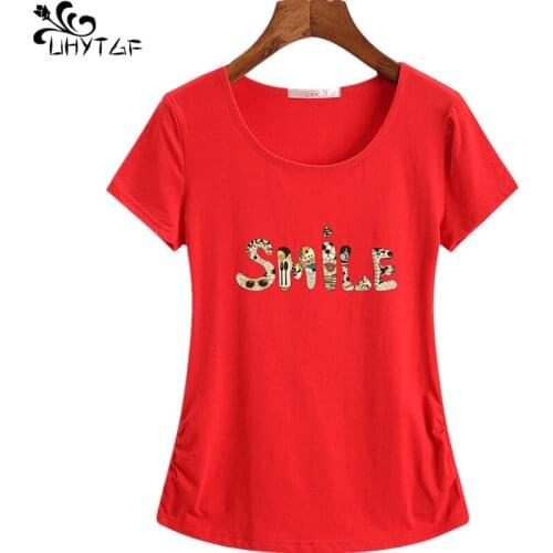 UHYTGF Summer Tops for T-shirt Women 2018 6XL Plus size Korean ShortSleeved T-shirts Women letter Tshirt Red O neck TShirt 252
