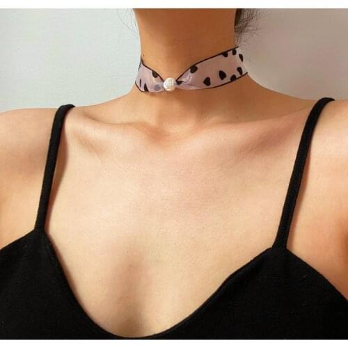 Vogallery Sexy Club Heart Women Chokers Necklaces Fashion White Black Chocker Summer Party Polka Dot Jewelry Short Necklace New