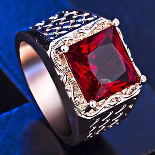 Rose Gold Red Crystal Engagement Ring Personality Atmospheric Ladies Fashion Birthday Gift Factory Wholesale