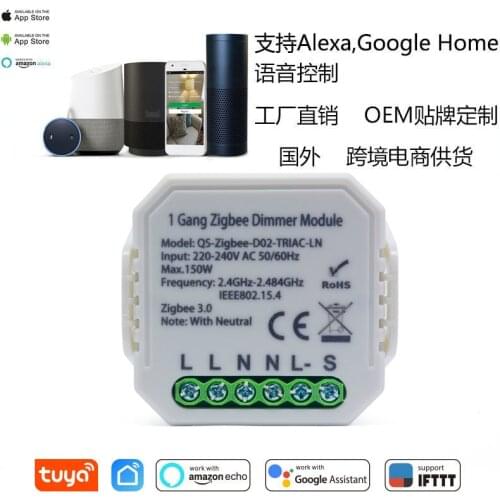 1/2 Gang Tuya Zigbee Sensor Switch Smart Dimmer Switch Module With Neutral 2 Way Wireless Control Works With Alexa Google Home