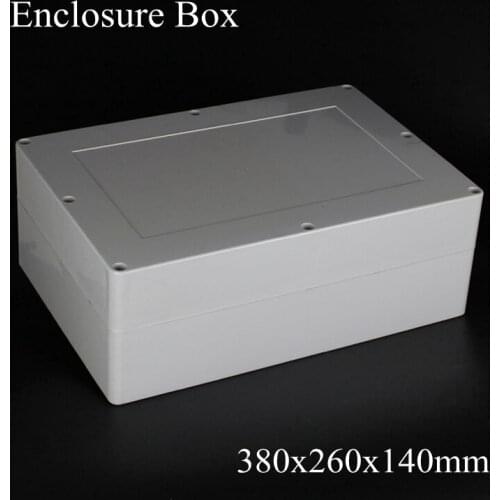 1 piece/lot) 380x260x140mm Grey ABS Plastic IP65 Waterproof Enclosure PVC Junction Box Electronic Project Instrument Case