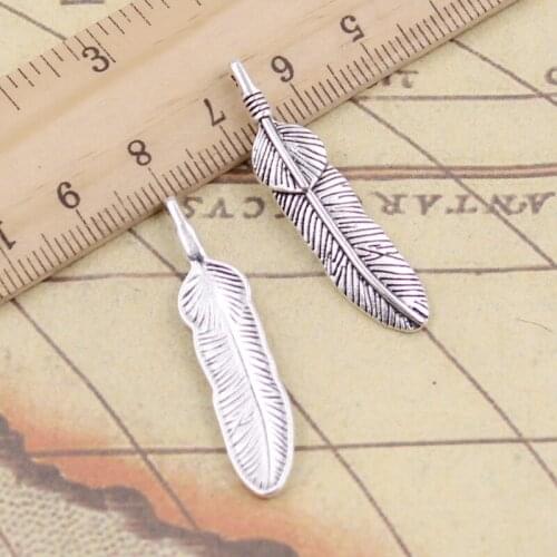 10pcs Charms Feather 39x9mm Tibetan Silver Color Pendants Antique Jewelry Making DIY Handmade Craft Pendant