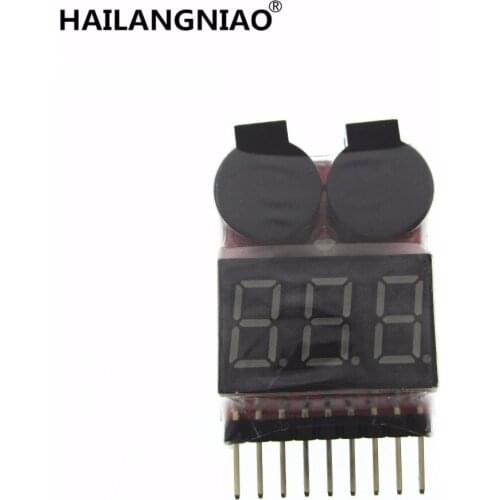 10pcs/lot 1-8S 2in1 Lipo Battery LED Voltage Meter Tester Alarm + Register