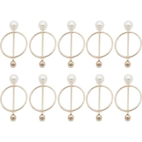 10Pcs Women Pearls Round Circle Scarf Ring Waist Buckle Silk Clasp Clips for Neckerchief T-Shirt Shawl Ring Wrap Holder